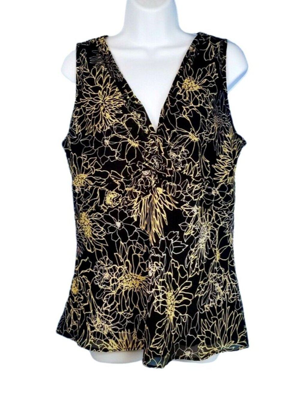 CASUAL CORNER Womans BLACK & GOLD Top LINED shirt FITTED Lightweight size XL 1x - Picture 3 of 6